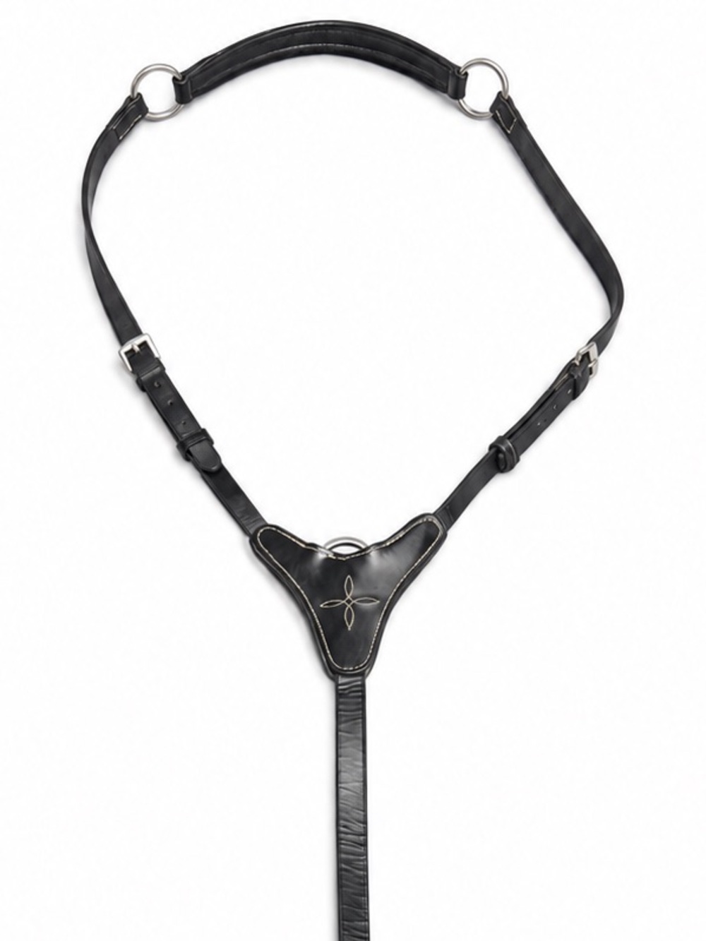 Premier Equine Leather Breastplate with Contrast Stitching - Black Horse Sz 2